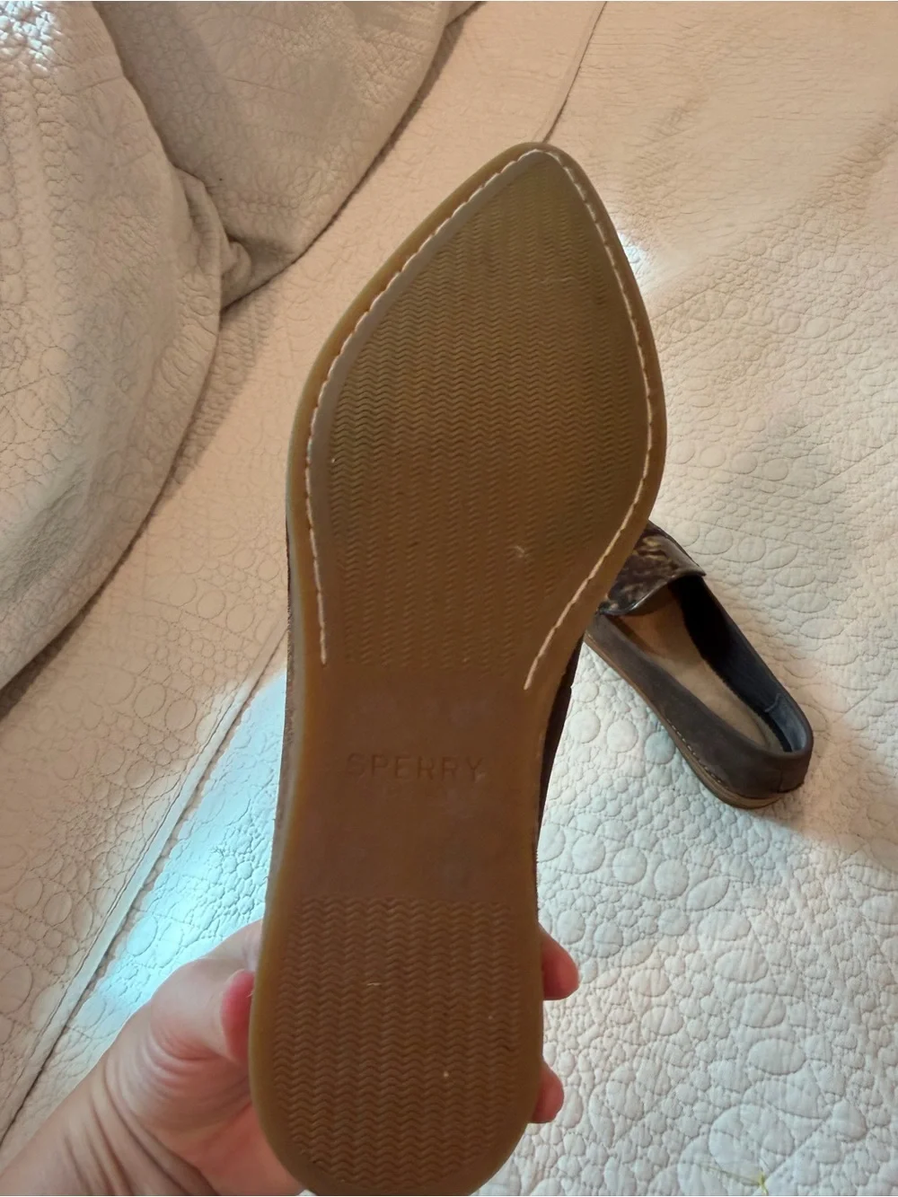 Sperry Seaport Tortoise Penny Loafers 9 Brown Patent Leather Preppy Flats